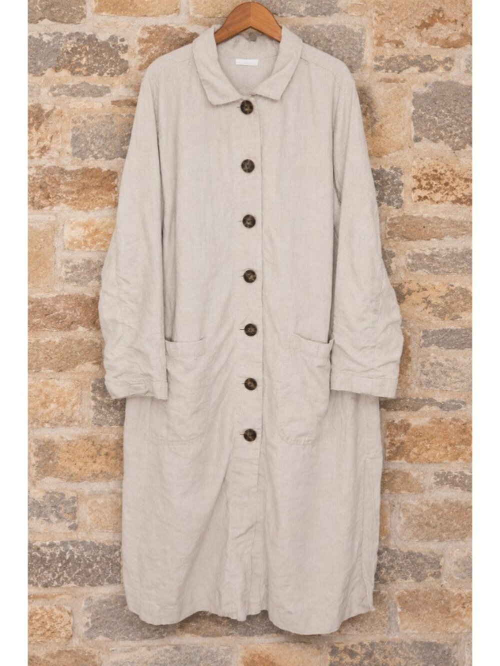 J. Jill Plus 2X Love 100% Linen Duster Coat Jacket Long Heavy Pockets Chore Coat